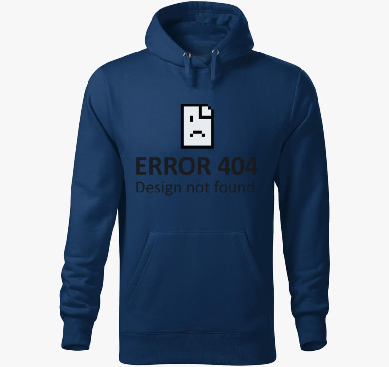 Error 404 Design Not Found kapucnis pulóver — Éjkék