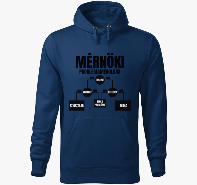 Mérnöki problémamegoldás kapucnis pulóver — Éjkék
