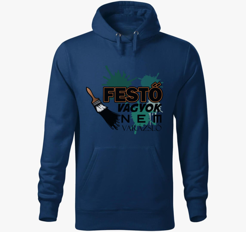 Festő vagyok mintás kapucnis pulóver — Éjkék
