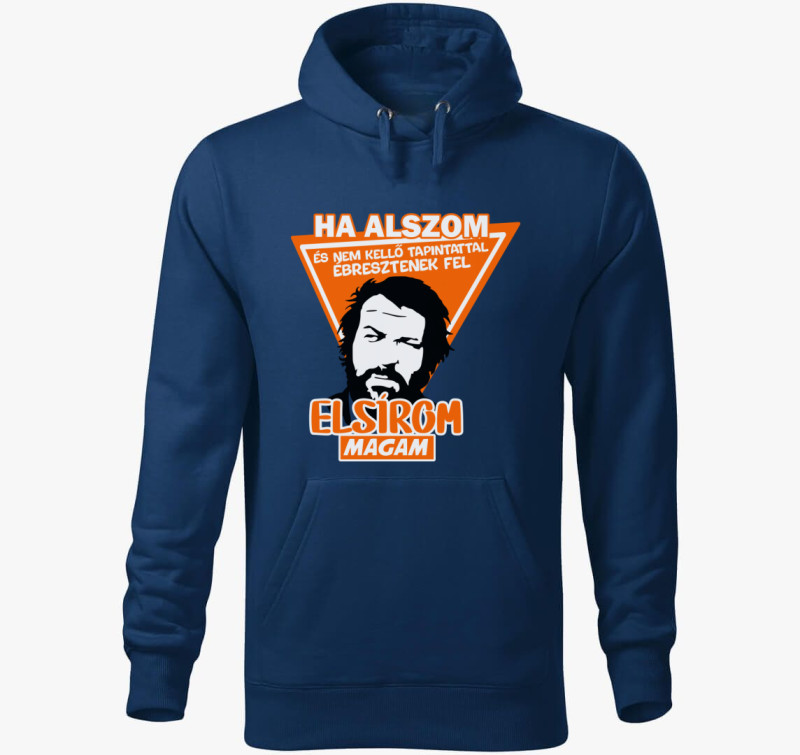 Bud Spencer mintás kapucnis pulóver — Éjkék