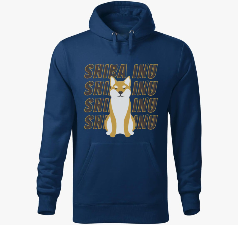 Shiba inu mintás kapucnis pulóver — Éjkék