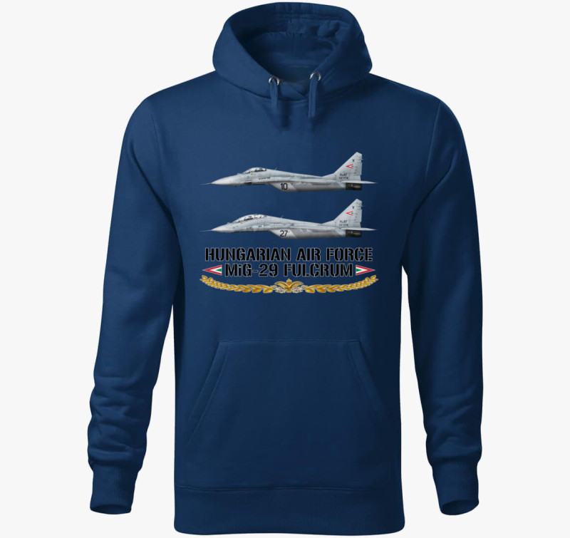 MiG-29 aranysas 2 kapucnis pulóver — Éjkék