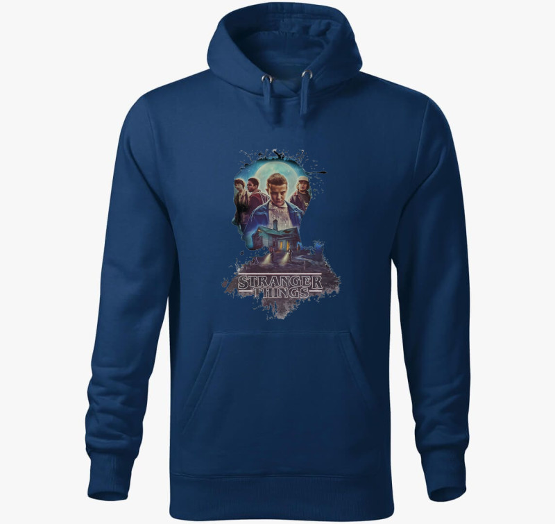 Stranger Things festve kapucnis pulóver — Éjkék