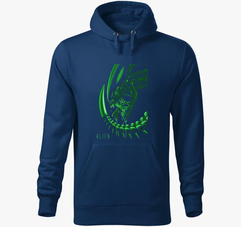 Alien art kapucnis pulóver — Éjkék