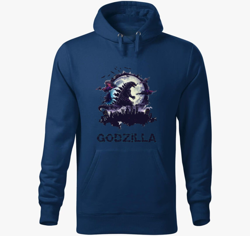 Godzilla a városban kapucnis pulóver — Éjkék