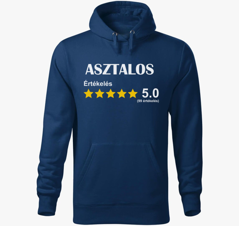 Asztalos értékelős kapucnis pulóver — Éjkék