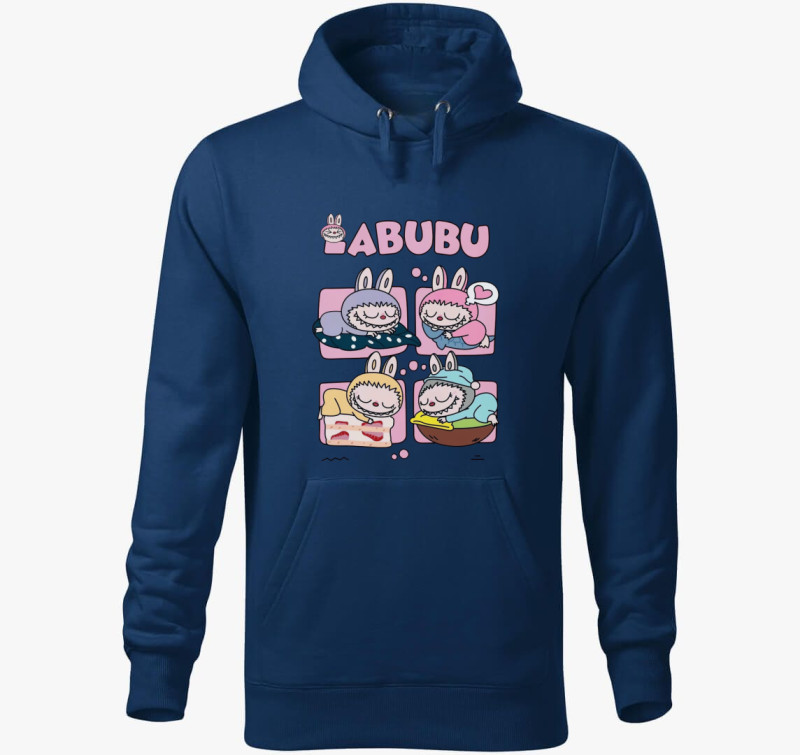 Alvó labubuk kapucnis pulóver — Éjkék