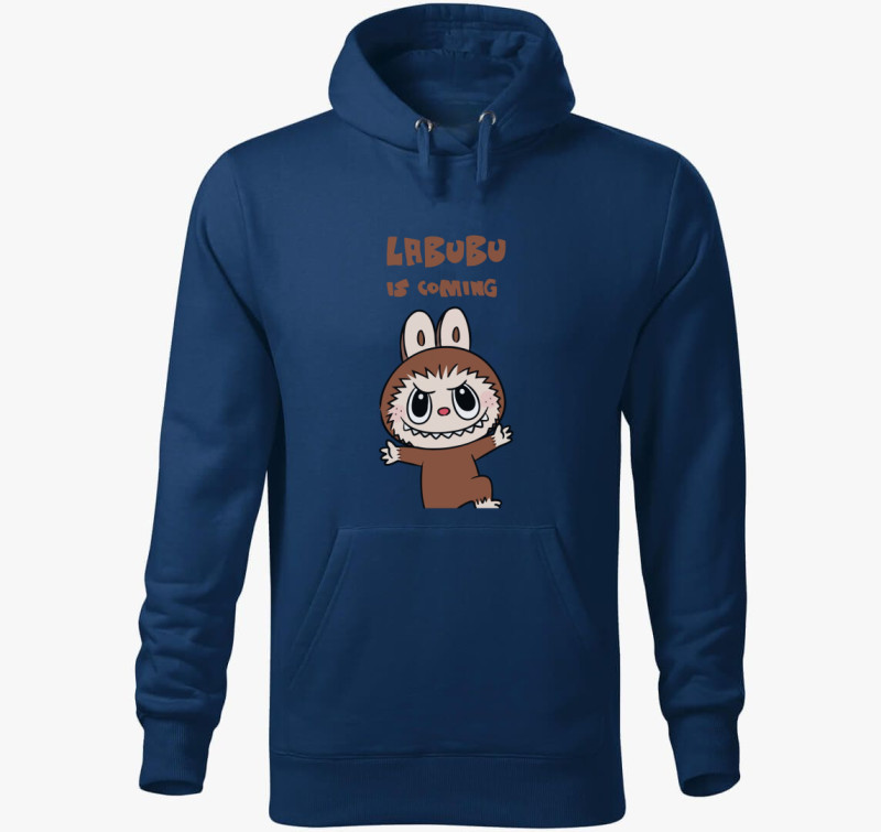 Labubu is coming kapucnis pulóver — Éjkék