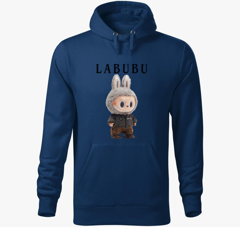 Monster labubu kapucnis pulóver — Éjkék