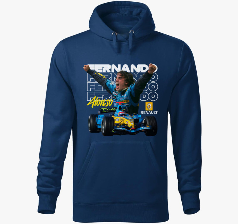 Alonso F1 kapucnis pulóver — Éjkék