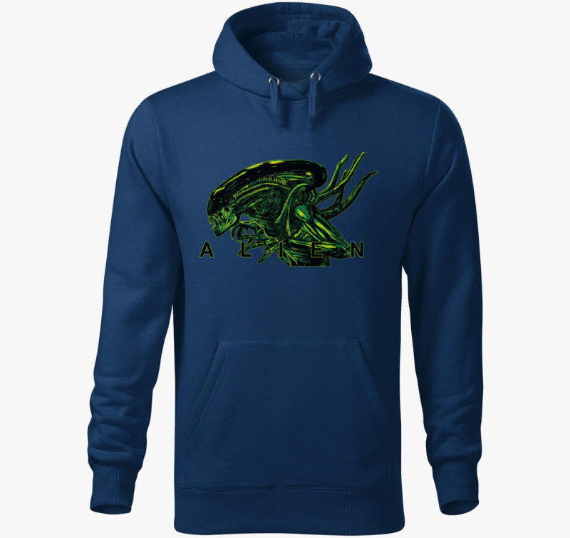 Alien Xenomorph Art kapucnis pulóver — Éjkék