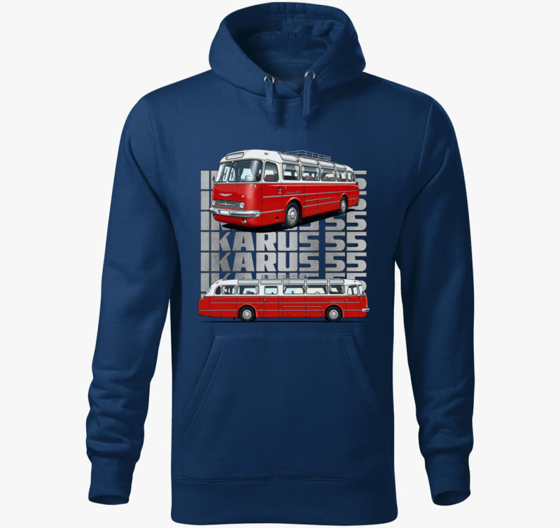Ikarus 55 Busz kapucnis pulóver — Éjkék