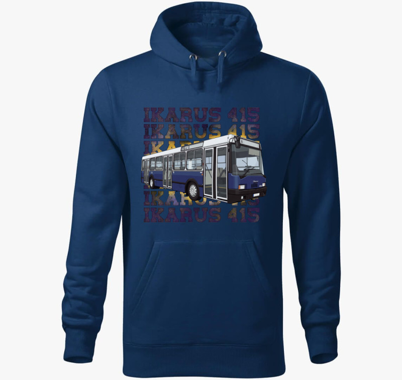 Ikarus 415 Busz kapucnis pulóver — Éjkék