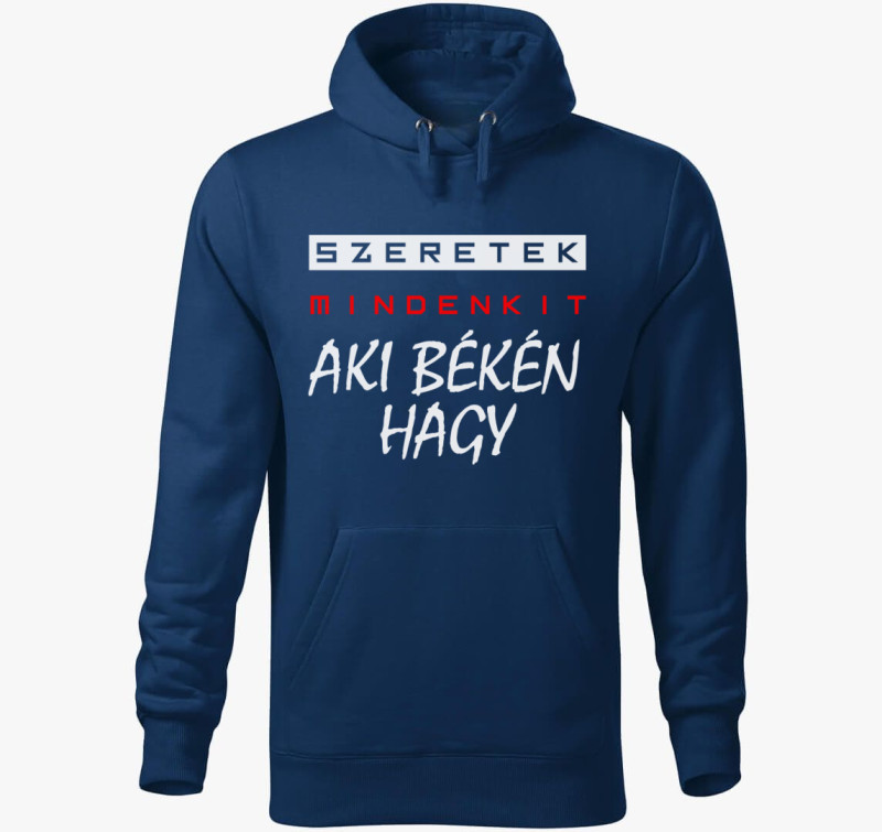 Szeretek mindenkit kapucnis pulóver — Éjkék