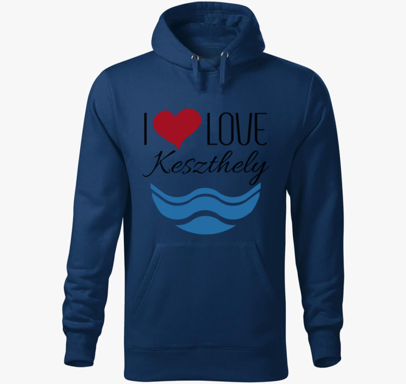 I love Keszthely kapucnis pulóver — Éjkék