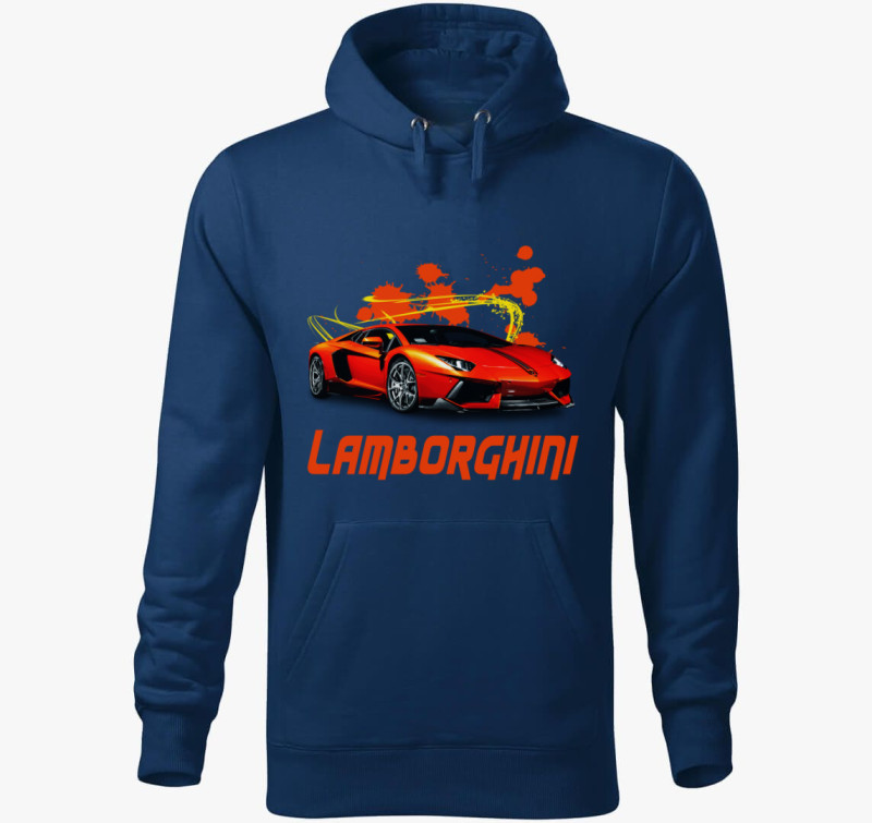 Orange Lamborghini kapucnis pulóver — Éjkék