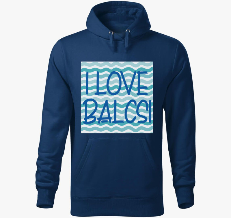 I love Balcsi kapucnis pulóver — Éjkék