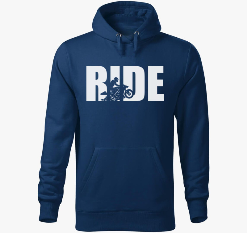 Ride motoros kapucnis pulóver — Éjkék