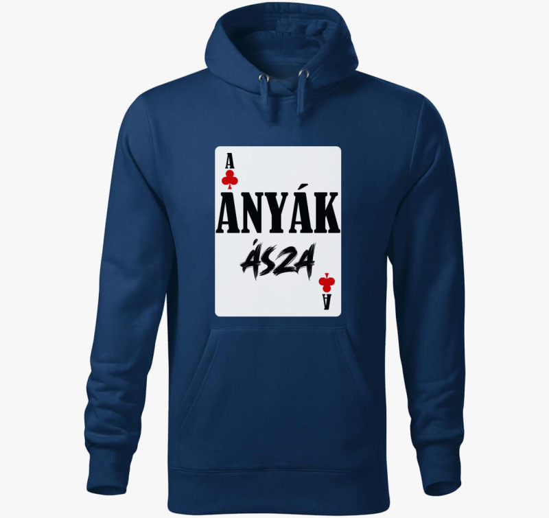 Anyák ásza kártyás kapucnis pulóver — Éjkék
