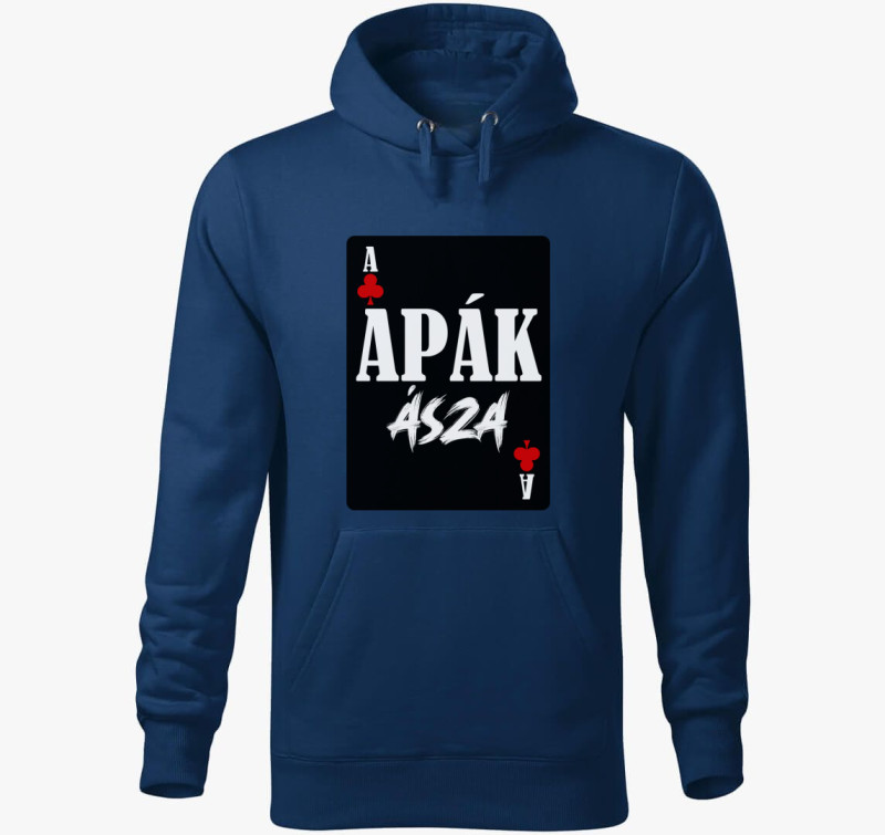 Apák ásza kártyás feliratos kapucnis pulóver — Éjkék