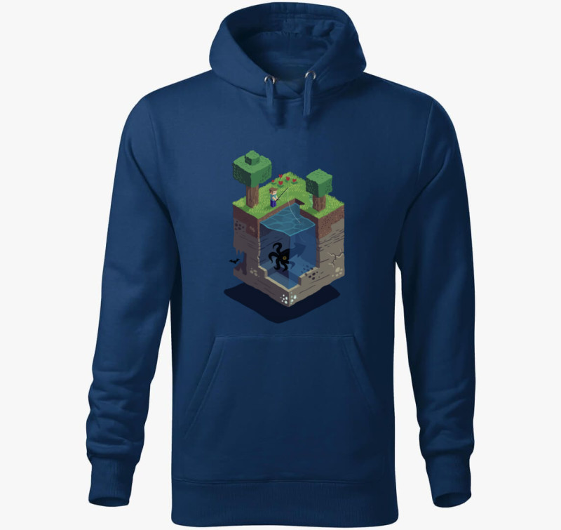 Minecraft Block kapucnis pulóver — Éjkék