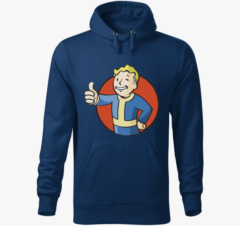 Fallout Vault Boy kapucnis pulóver — Éjkék