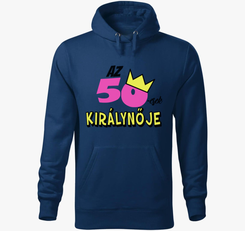 Az ötvenesek királynője kapucnis pulóver - válaszható korral — Éjkék