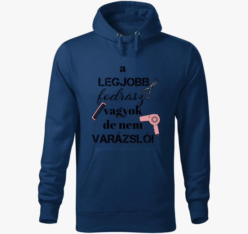 Fodrász vagyok, nem varázsló kapucnis pulóver (női) — Éjkék