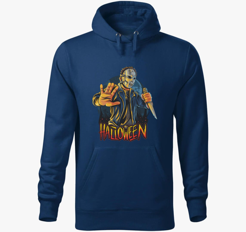 Halloweenes Jason kapucnis pulóver — Éjkék