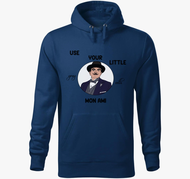 Poirot kapucnis pulóver — Éjkék