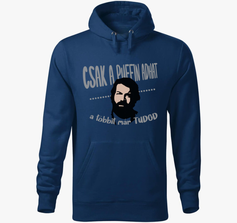 Bud Spencer puffin adhat kapucnis pulóver — Éjkék