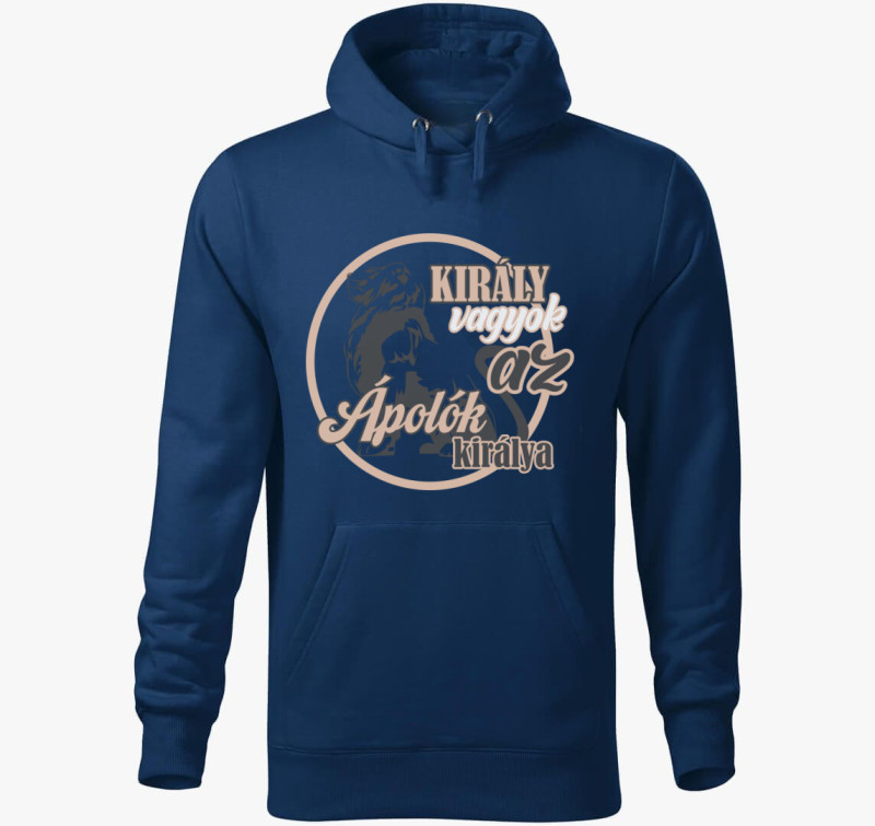 Király vagyok ápolós kapucnis pulóver — Éjkék