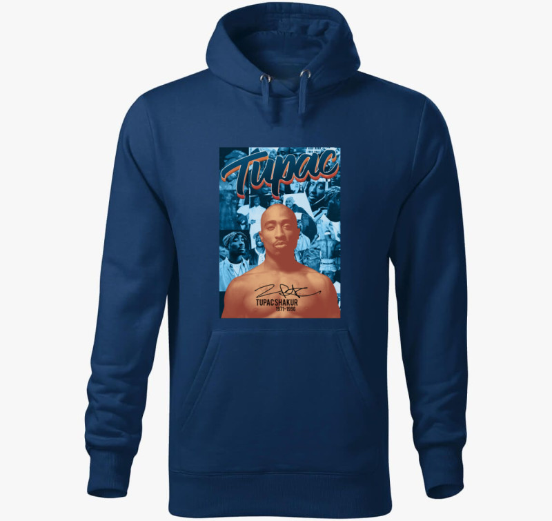 2pac memories kapucnis pulóver — Éjkék