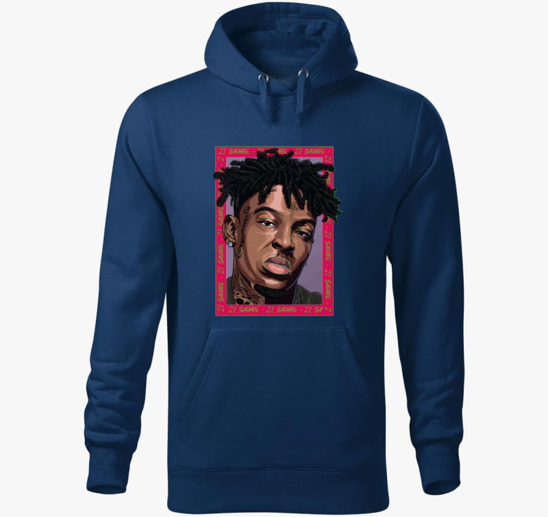 21 savage kapucnis pulóver — Éjkék