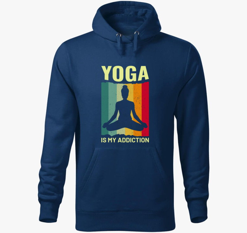 Yoga is my addiction kapucnis pulóver — Éjkék