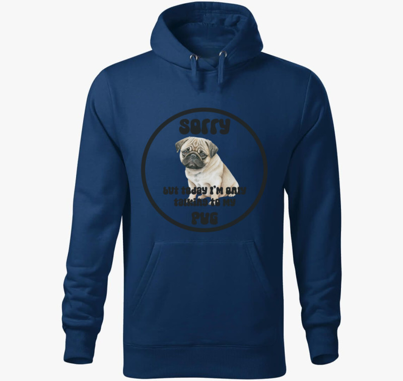 Talking Pug kapucnis pulóver — Éjkék