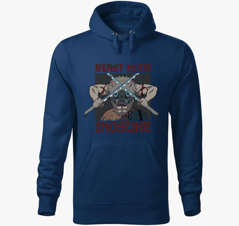 Inosuke Beast Mode kapucnis pulóver — Éjkék