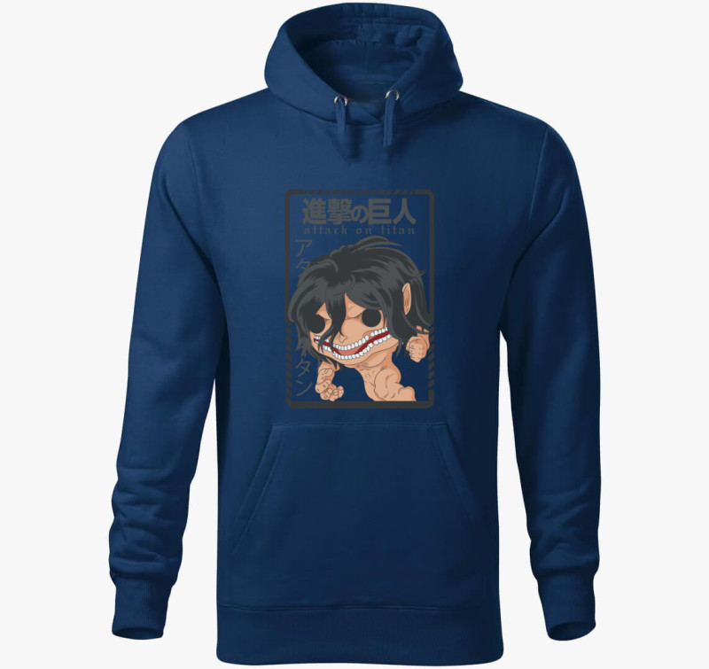 Attack on Titan - Eren Yeager Chibi Titán kapucnis pulóver — Éjkék