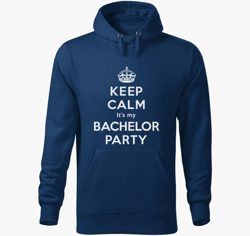 Keep calm legénybúcsú kapucnis pulóver — Éjkék