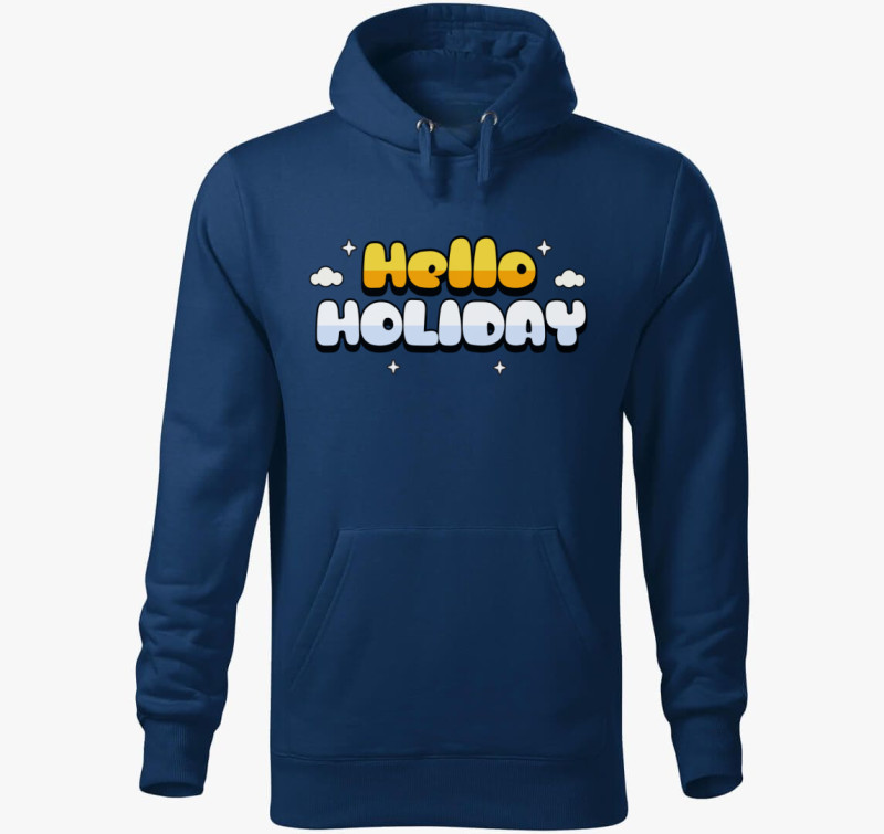 Hello Holiday kapucnis pulóver — Éjkék