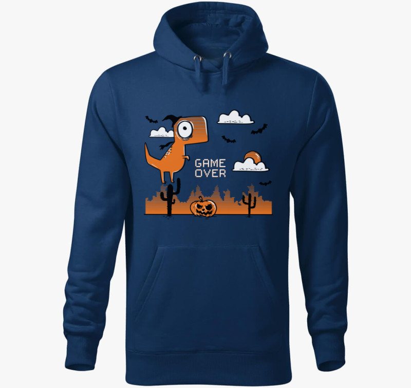 Game Over Halloween kapucnis pulóver — Éjkék