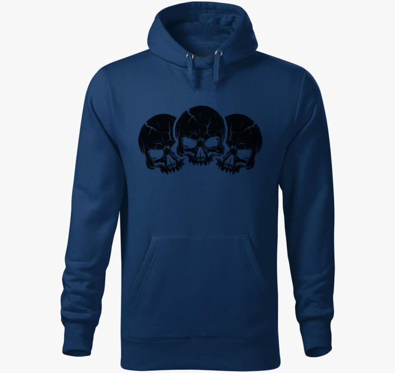 3 black skulls kapucnis pulóver — Éjkék