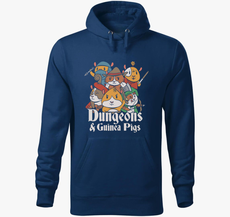 Dungeon and Guinea Pigs kapucnis pulóver — Éjkék