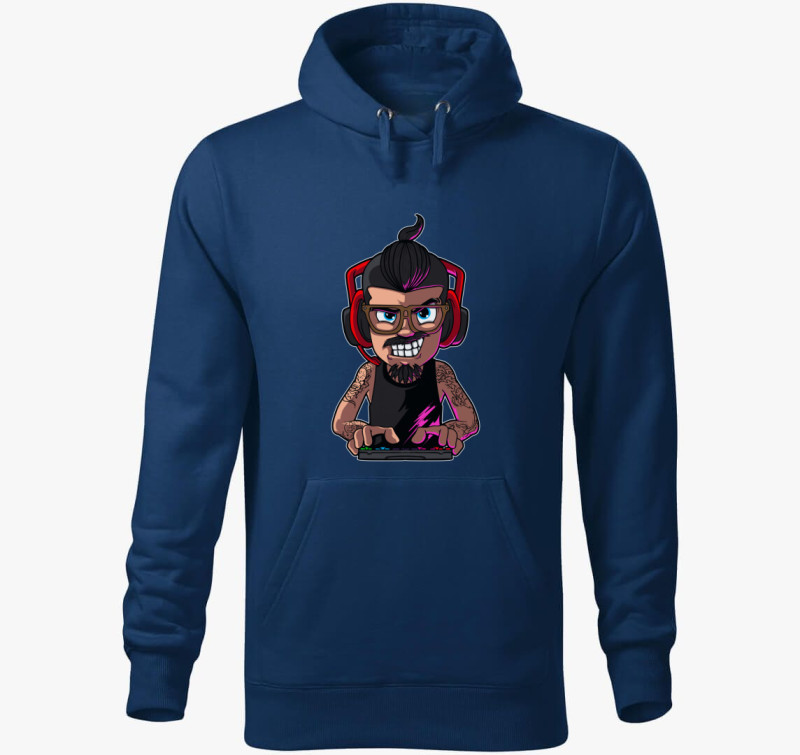 Gamer face kapucnis pulóver — Éjkék