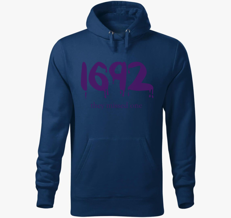 1692 lila kapucnis pulóver — Éjkék
