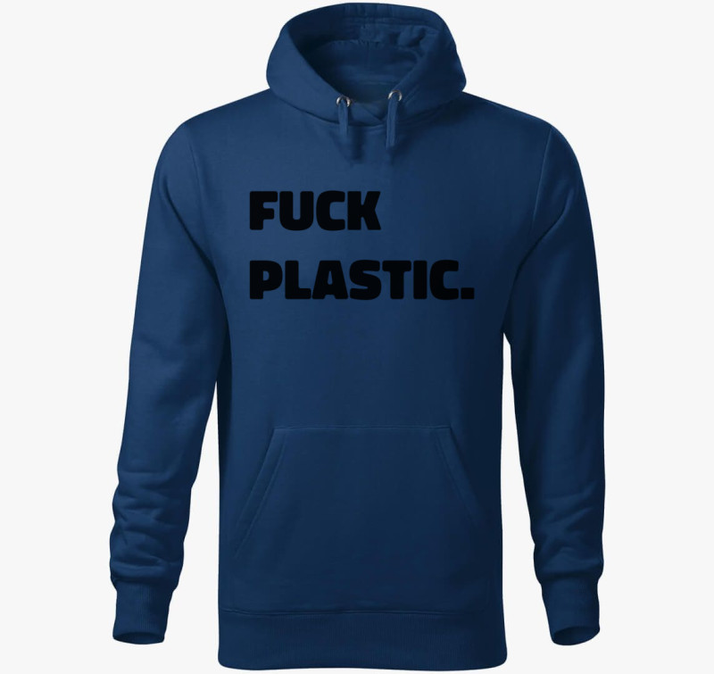 Fuck plastic kapucnis pulóver — Éjkék