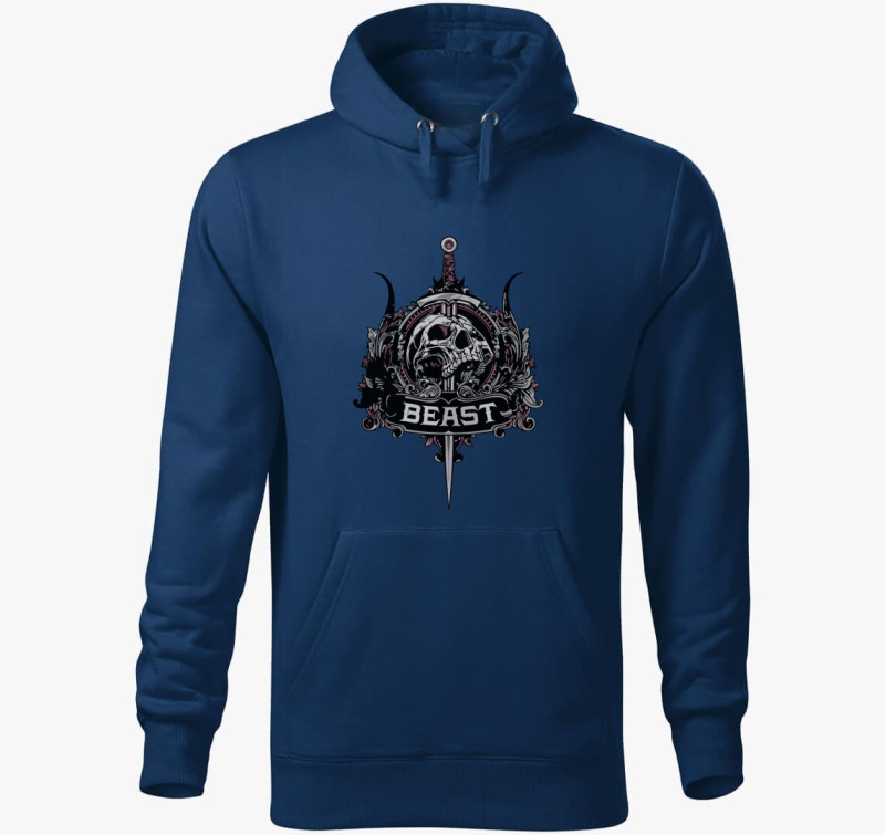 Beast skull kapucnis pulóver — Éjkék