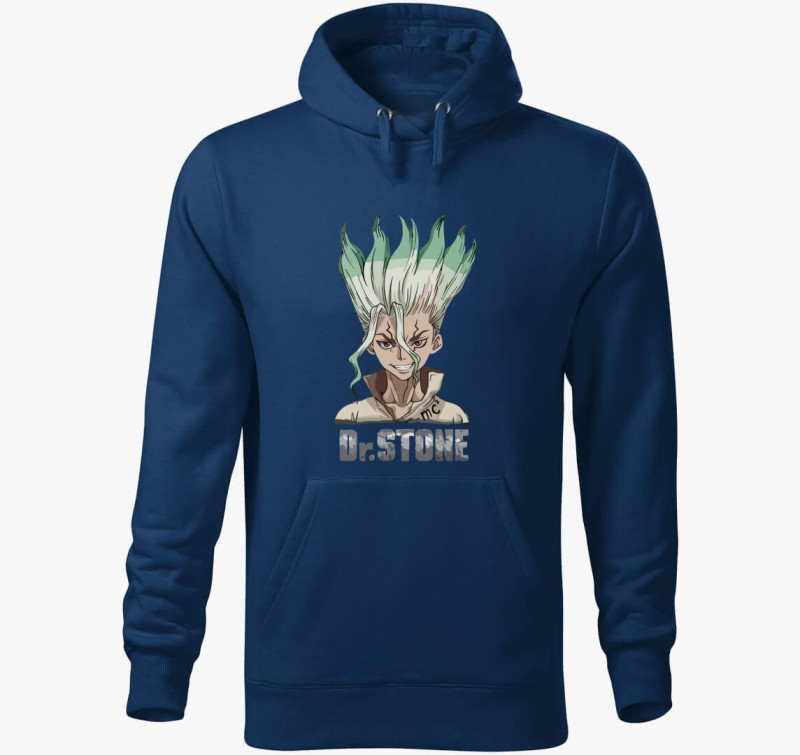 Dr Stone kapucnis pulóver — Éjkék