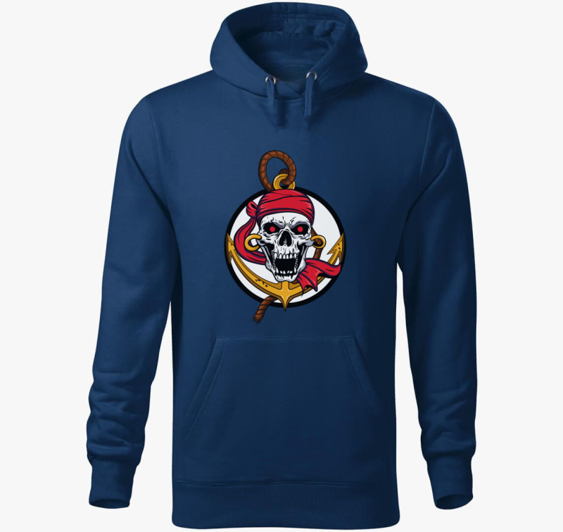 Pirate skull kapucnis pulóver — Éjkék