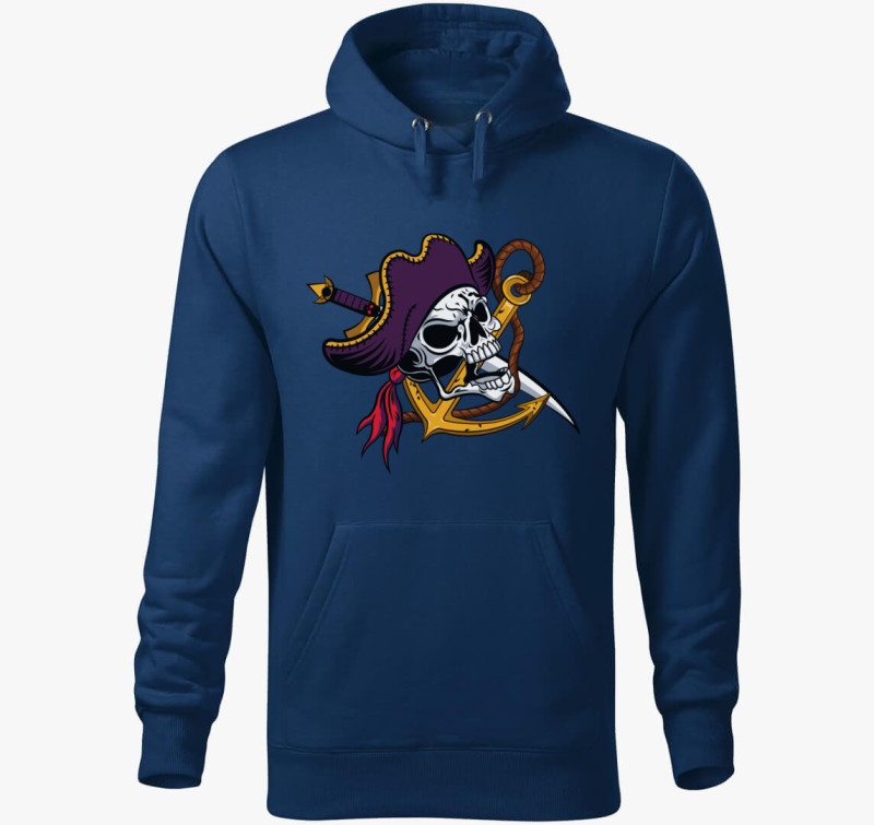 Pirate skull 4 kapucnis pulóver — Éjkék